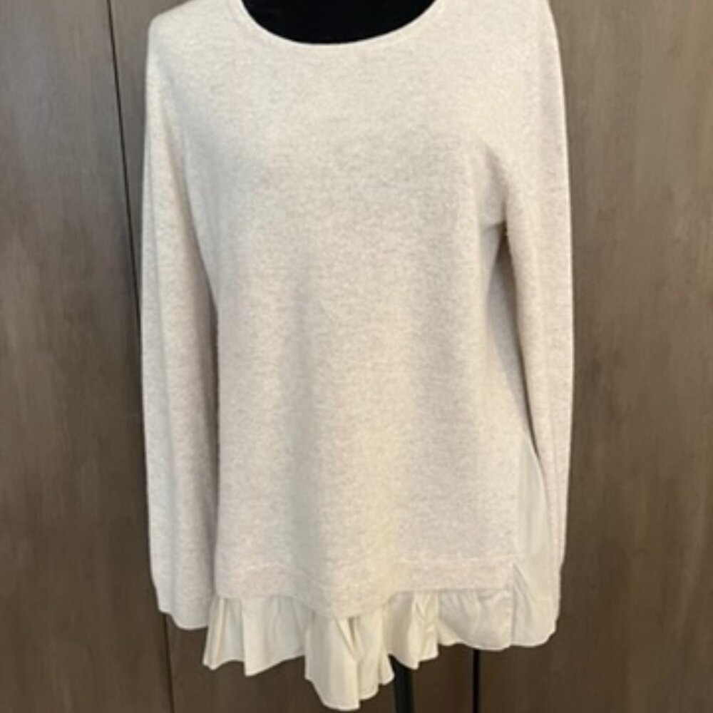 Garnet Hill Cashmere Sweater Silk Trim